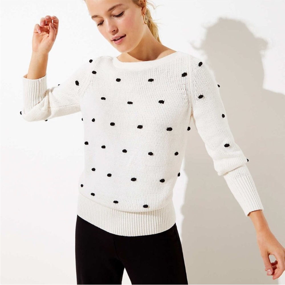 Loft White thick cable knit sweater size small